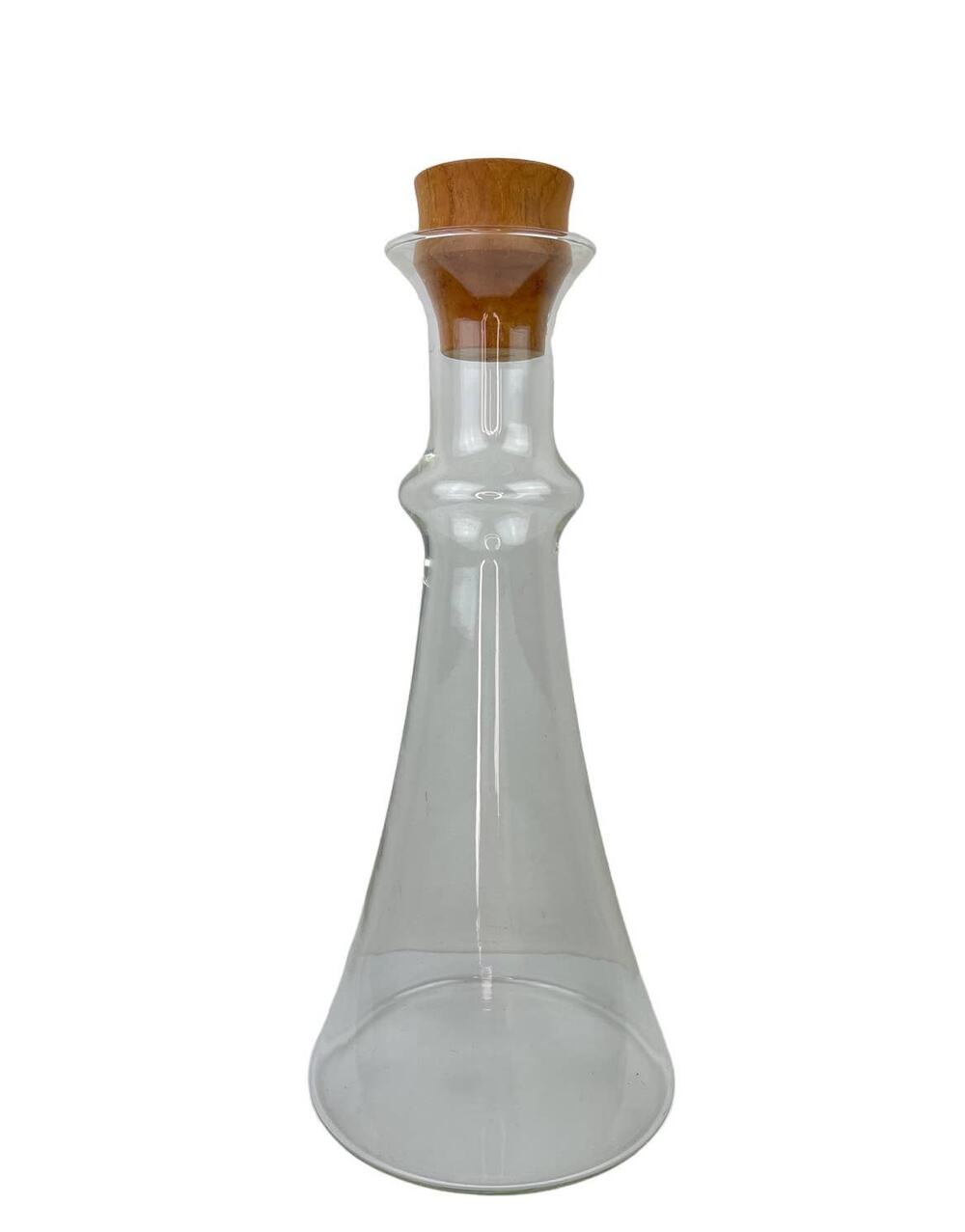 Vintage DANSK Mid Century MCM Clear Glass Wine Carafe Teak 12" Gunnar Cyren